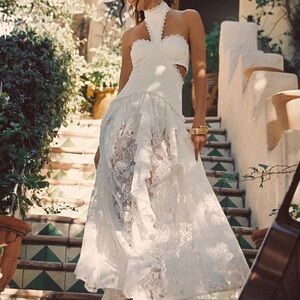 12th Tribe White Lace Maxi Dress